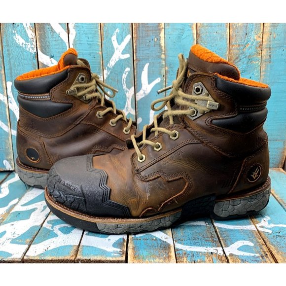 Hawx Mens Legion Brown Leather 8 Inch Safety Comp Toe Work Boots WSW-1B Sz 13 D - Picture 1 of 10